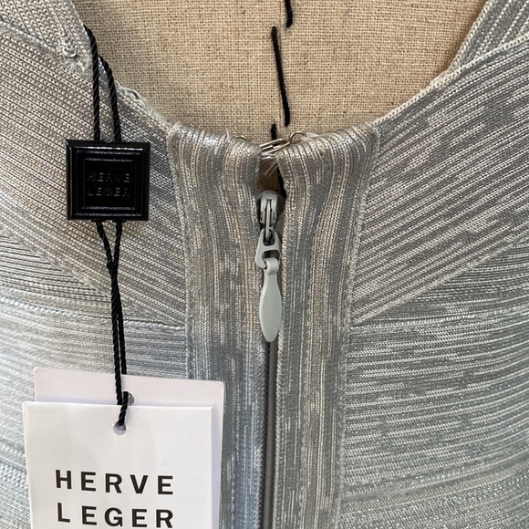 💎 NWT Herve Leger Paris Dress- Silver/Small - Picture 11 of 15